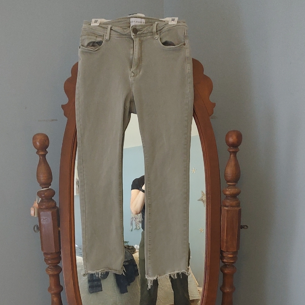 Trendy Olive Ankle Jeans
